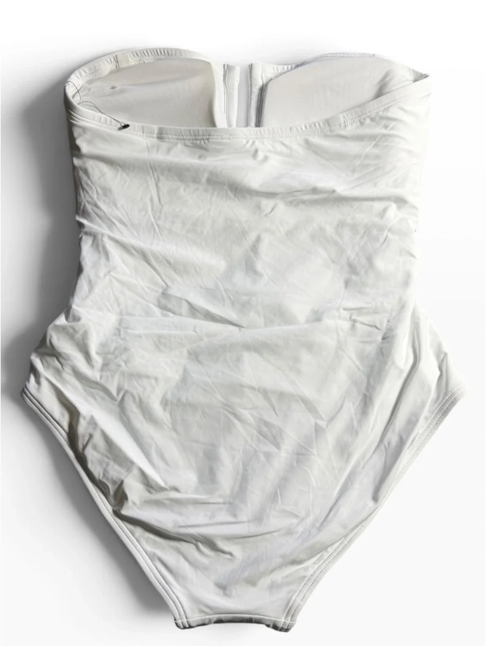 DKNY white strapless UPF 40+ stretch tummy control one piece swimsuit Size L $79